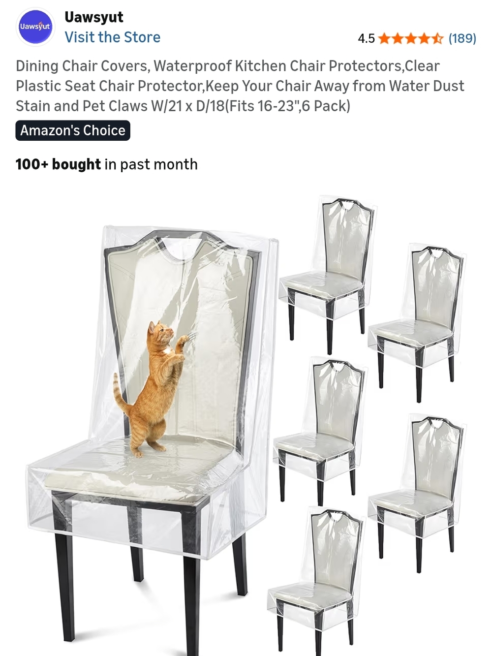 Clear Waterproof Dining Chair Covers - 6 Pack
